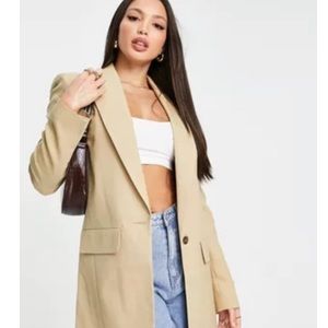 NWOT ASOS Tall Long Line Perfect Blazer (Stone)